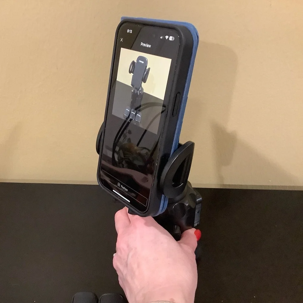TOPGO Cell Phone Holder with Extension Arm for Car Cup Holder Black